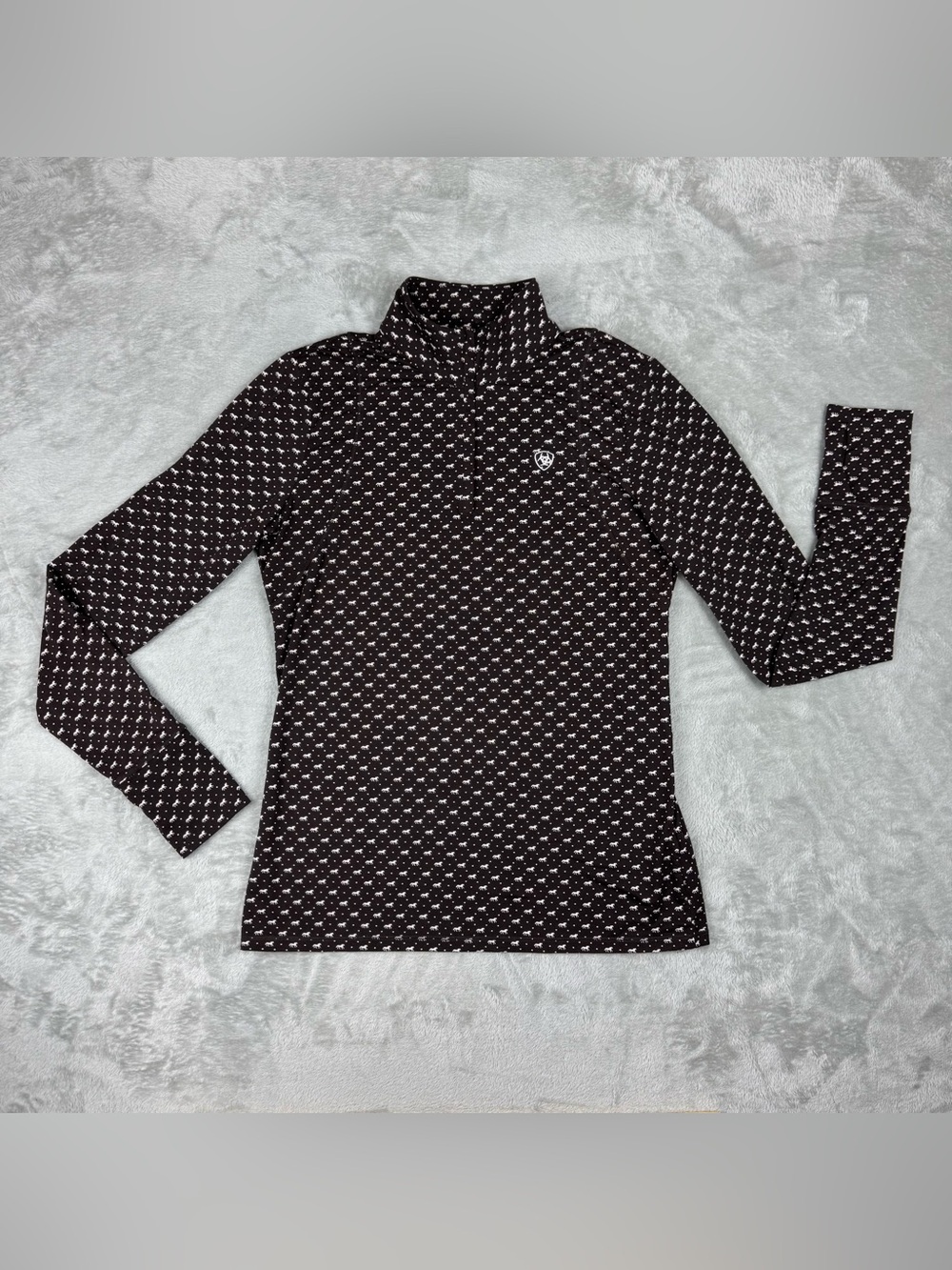 Ariat Ladies Lowell 1/4 Zip Top - Running Horses Print Sz Large womens
